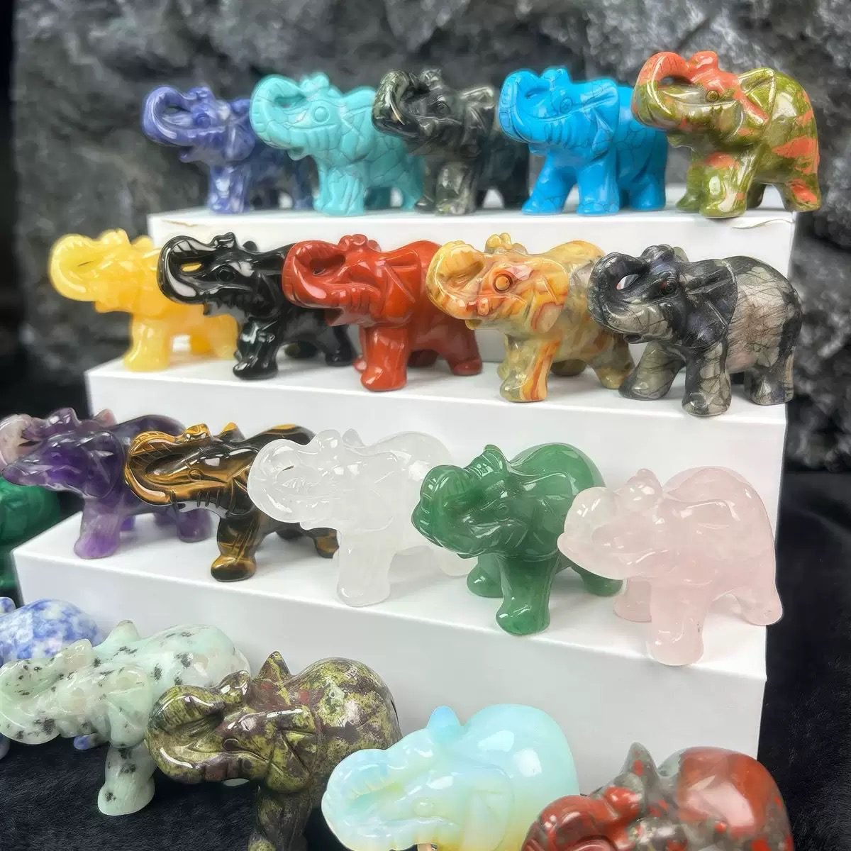 Natural 5cm Crystal Elephant Carving Wholesale