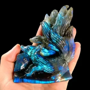 Labradorite Nine Tail Fox Carving