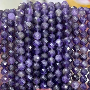 Natural 6mm/8mm/10mm Faceted Dark Amethyst Beads