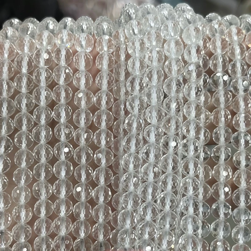 Natural 6mm/8mm/10mm Faceted Clear Quartz Beads