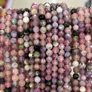 Natural 6mm Faceted Colored Tourmaline Beads