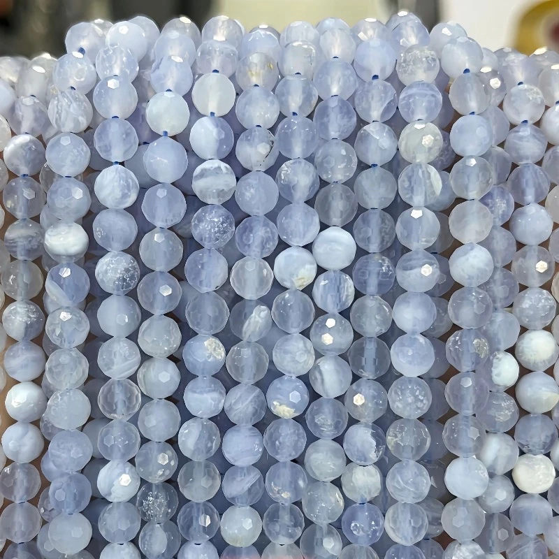 Natural 6mm Faceted Blue Lace Agate Beads