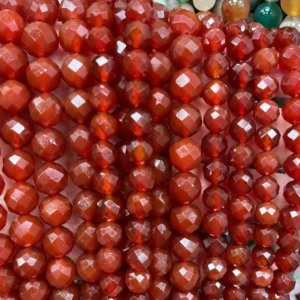 Natural 6mm/8mm/10mm Red Agate Faceted Round Beads