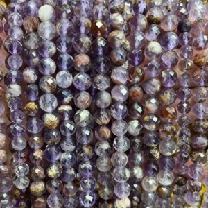 Natural 6mm/8mm/10mm Purple Garden Quartz Faceted Round Beads
