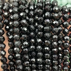 Natural 6mm/8mm/10mm Black Tourmaline Quartz Faceted Round Beads