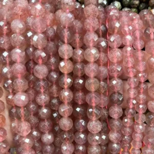 Natural 6mm/8mm/10mm Strawberry Quartz Faceted Round Beads