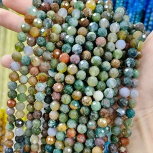 Natural 6mm/8mm/10mm Indian Agate Faceted Round Beads