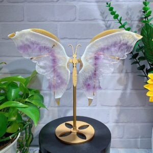 Rainbow Agate Butterfly Wing Carving