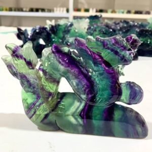 Rainbow Fluorite Dragon Carving