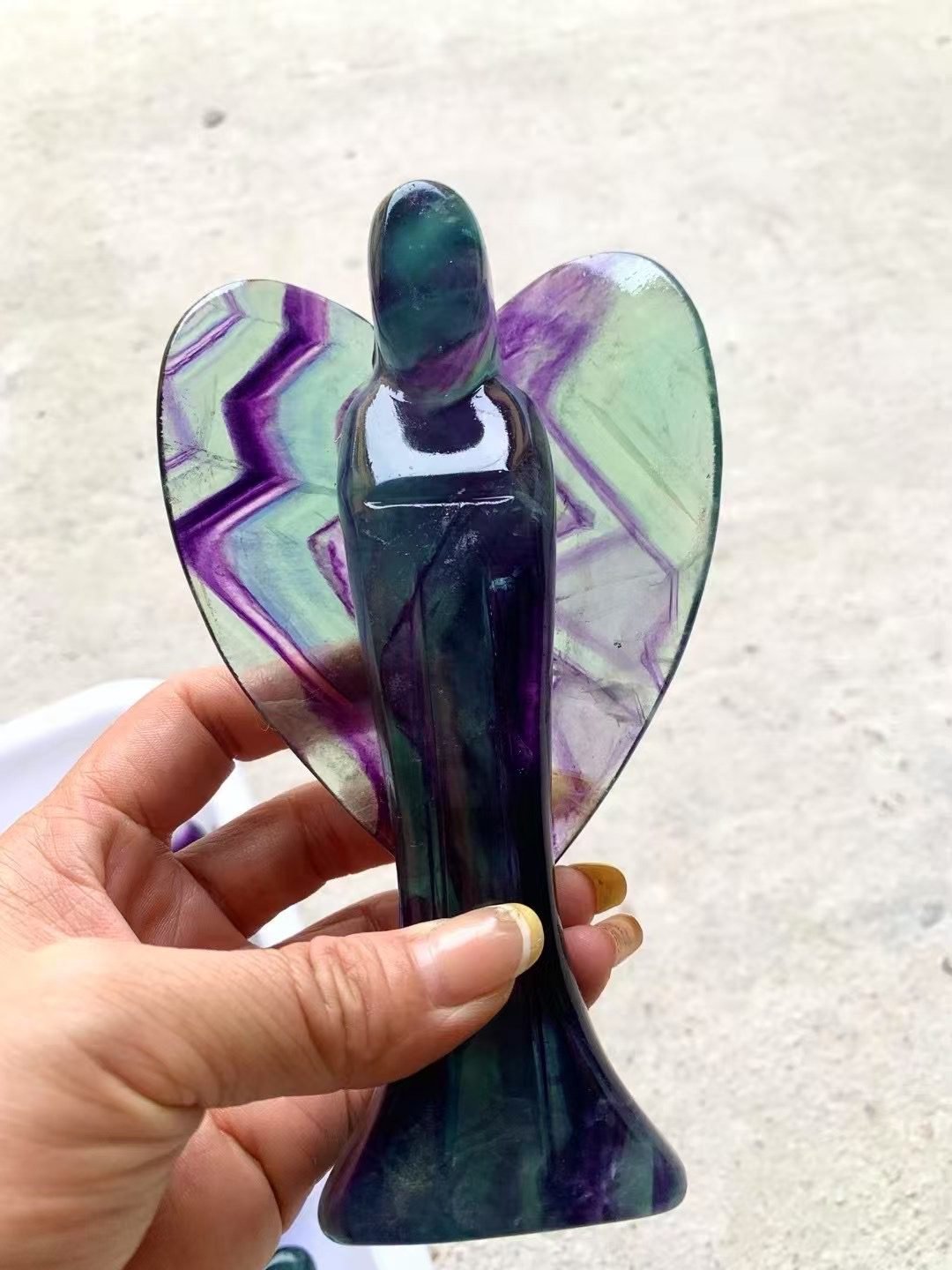Rainbow Fluorite Angel Carving - Image 2