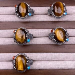 Natural Tiger Eye S925 Sliver Ring