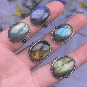 Natural Labradorite S925 Sliver Ring