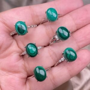 Natural Malachite S925 Sliver Ring