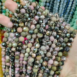 Natural 6mm/8mm/10mm Rhodonite Faceted Round Beads