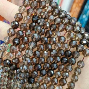 Natural 6mm/8mm/10mm Smoky Quartz Faceted Round Beads