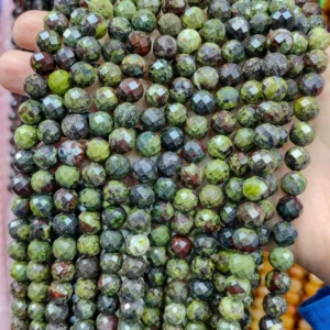 Natural 6mm/8mm/10mm Dragon Bloodstone Faceted Round Beads