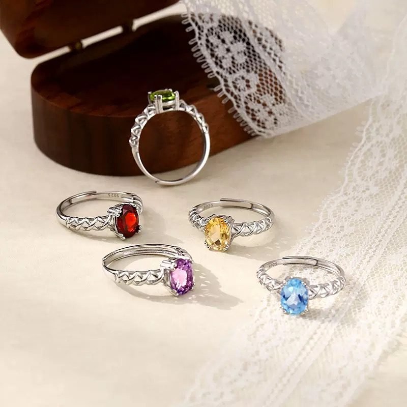 Topaz,Amethyst ,Peridot,Citrine,Garnet S925 Sliver Ring - Image 3