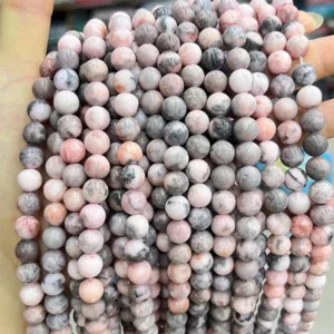 Natural 4mm,6mm,8mm Pink Zebra Beads Strand