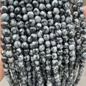 Natural 6mm,8mm snowflake obsidian beads strand