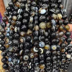 Natural 6mm,8mm Black Onyx Agate Beads Strand