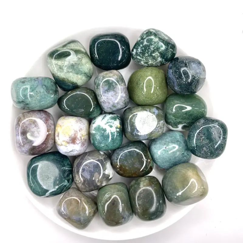 Natural Moss Agate Tumbled Stone
