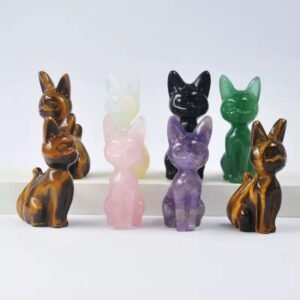 2 inch Crystal Luna Cat carving