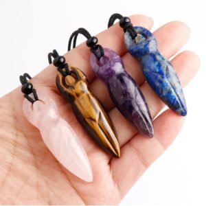 Natural Crystal Goddess Pendant Necklace Healing Protection Crystal Gift