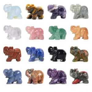 1.5 inch Various materials Crystal Elephant Carving