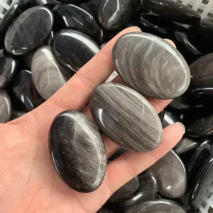 Natural Silver Obsidian Palm Stone