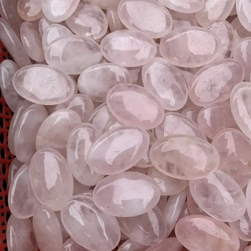 Natural Rose Quartz Palm Stone - Image 2