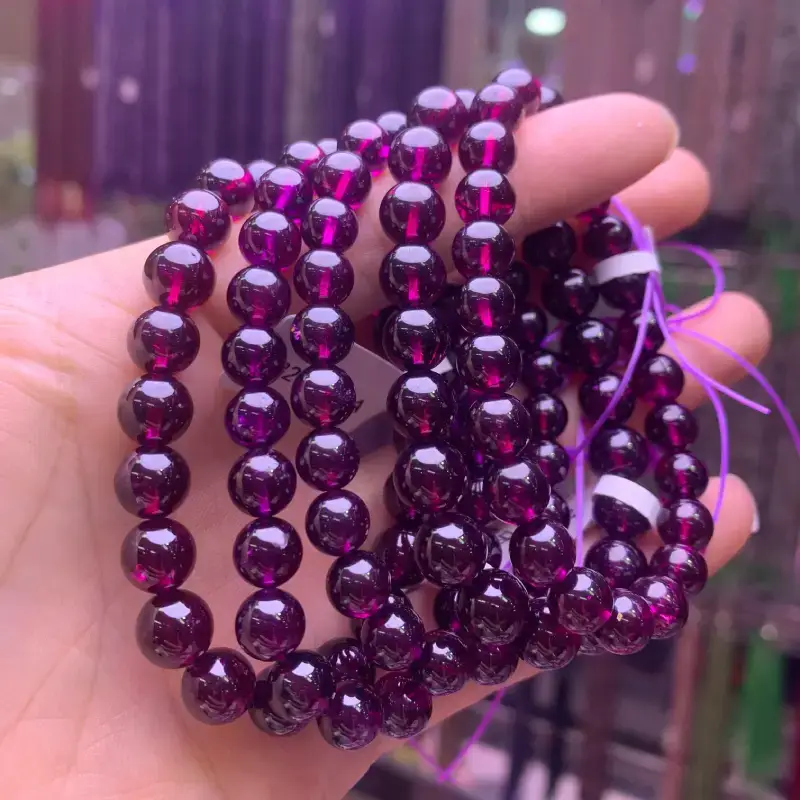 8mm+ Top Quality Purple Garnet Gemstone Bracelet