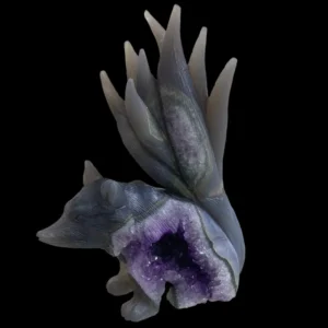 Crystal Fox Carving,Amethyst Druzy Fox Carving