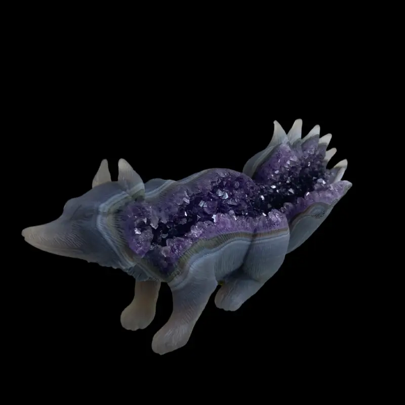 Crystal Fox Carving,Amethyst Druzy Fox Carving - Image 4