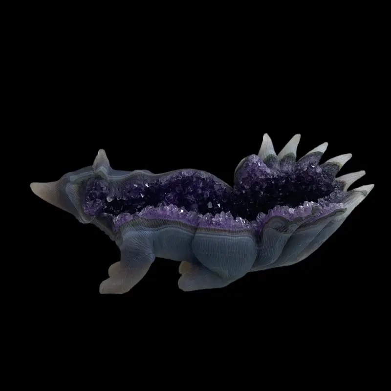 Crystal Fox Carving,Amethyst Druzy Fox Carving - Image 2