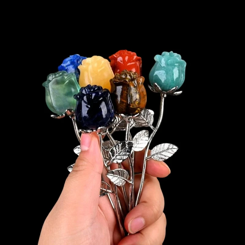 15cm Crystal Rose Flower Carving Wholesale - Image 4