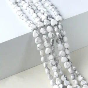 Natural 10mm Heart-shaped Howlite Beads Strand