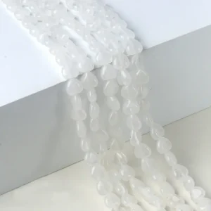 Natural 10mm Heart-shaped Clear Quartz Beads Strand