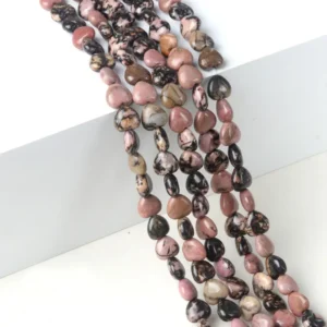 Natural 10mm Heart-shaped Rhodonite Beads Strand