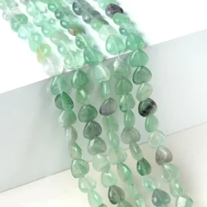 Natural 10mm Heart-shaped Fluorite Beads Strand