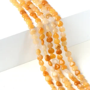 Natural 10mm Heart-shaped Yellow Jade Beads Strand