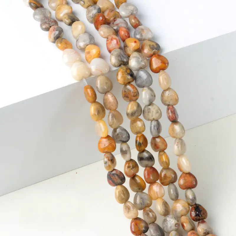 Natural 10mm Heart-shaped Crazy Agate Beads Strand