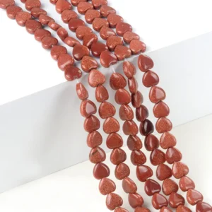 Natural 10mm Heart-shaped Golden Sandstone Beads Strand
