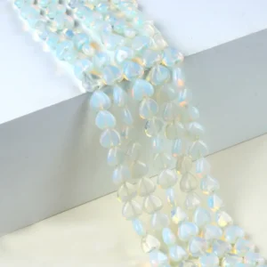 Natural 10mm Heart-shaped Opalite Beads Strand