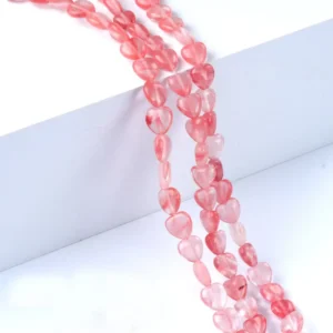 Natural 10mm Heart-shaped Smelting Quartz Beads Strand