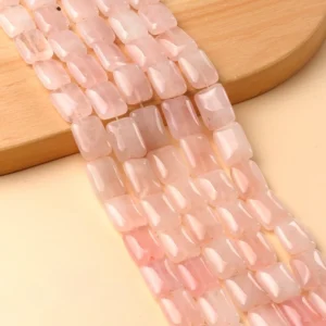 Natural 13x18mm Flat Rectangular Rose Quartz Beads Strand