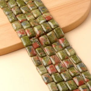 Natural 13x18mm Flat Rectangular Unakite Beads Strand