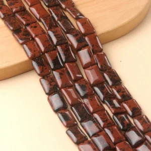 Natural 13x18mm Flat Rectangular Mahogany Beads Strand