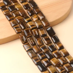 Natural 13x18mm Flat Rectangular Tiger Eye Beads Strand