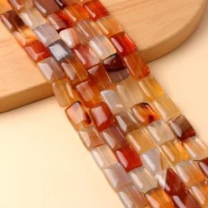 Natural 13x18mm Flat Rectangular Red Agate Beads Strand