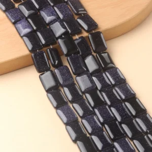 Natural 13x18mm Flat Rectangular Blue Sandstone Beads Strand